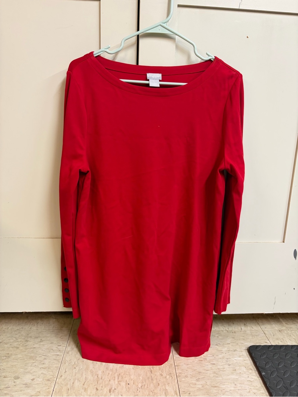 Chico's Bright Red Long-Sleeve Boatneck Top